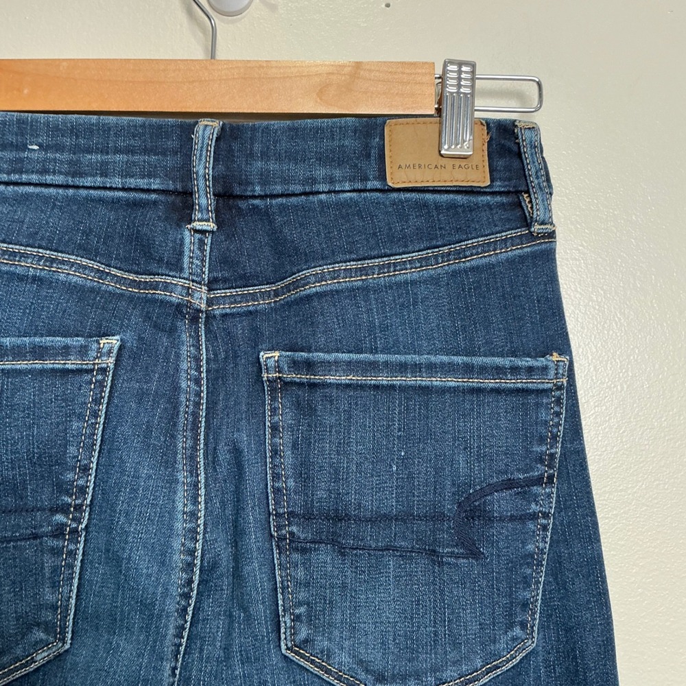 American Eagle Curvy Highest Rise Flare Jeans Women's 8 Dark Wash Denim - Picture 5 of 9